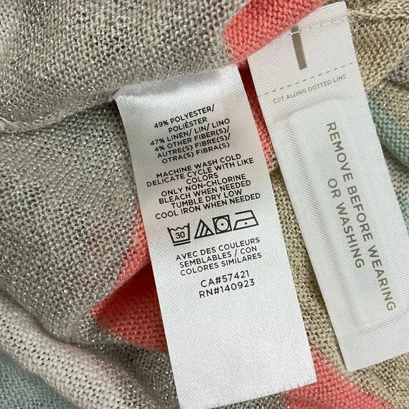 Ann Taylor Loft Striped Linen Sweater 3/4 Sleeve Size Small - Picture 4 of 5